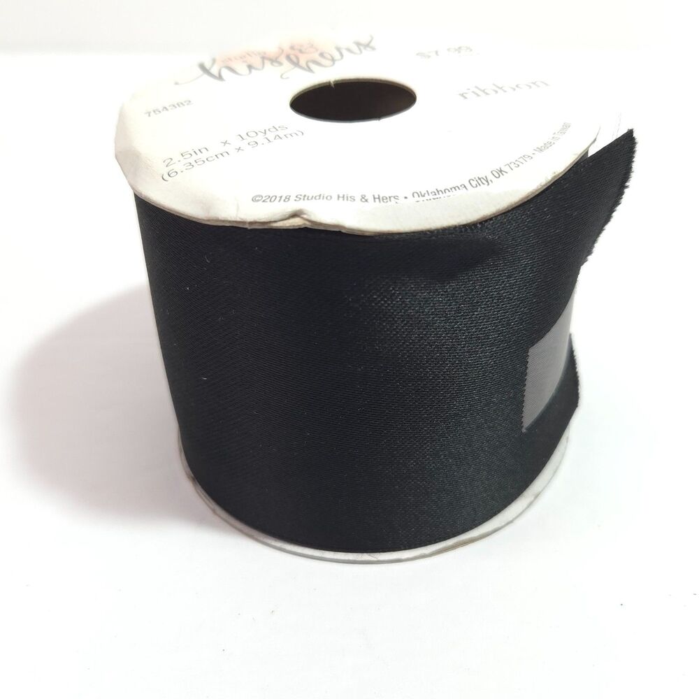 Black Ribbon 2.5 in x 10 yds Studio His & Hers Craft Sewing Spool Hobby Lobby